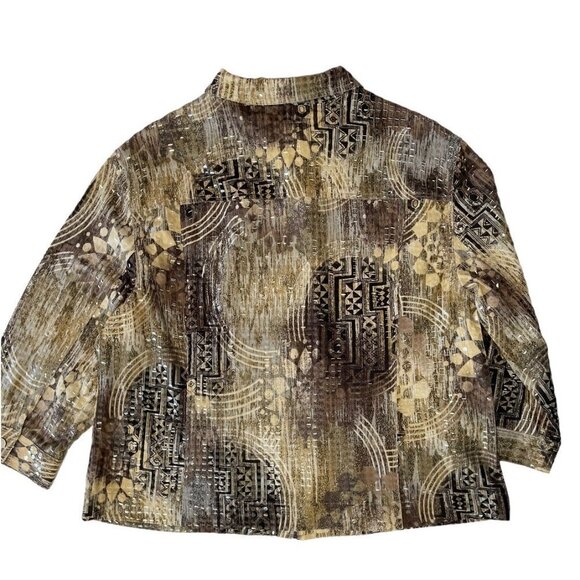 N TOUCH Women's Clear Sequin Zippered Jacket Top Size 14 Multicolor Abstract EUC - Picture 6 of 14